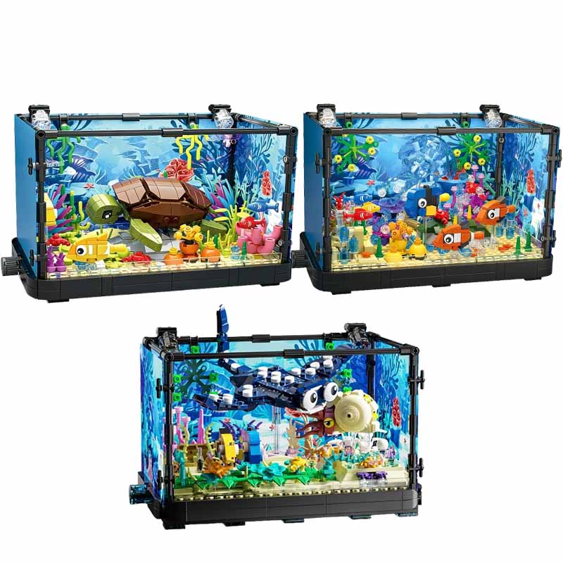 Aquarium Fish Game - Işıklı Balık Tankı Yapım Blokları Seti,