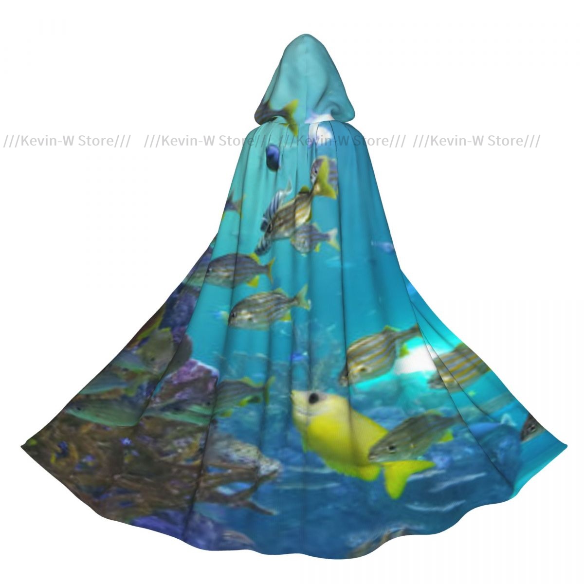Aquarium Queen Fish - Balık İçinde Akvaryum Kapşonlu Pelerin Polyester
